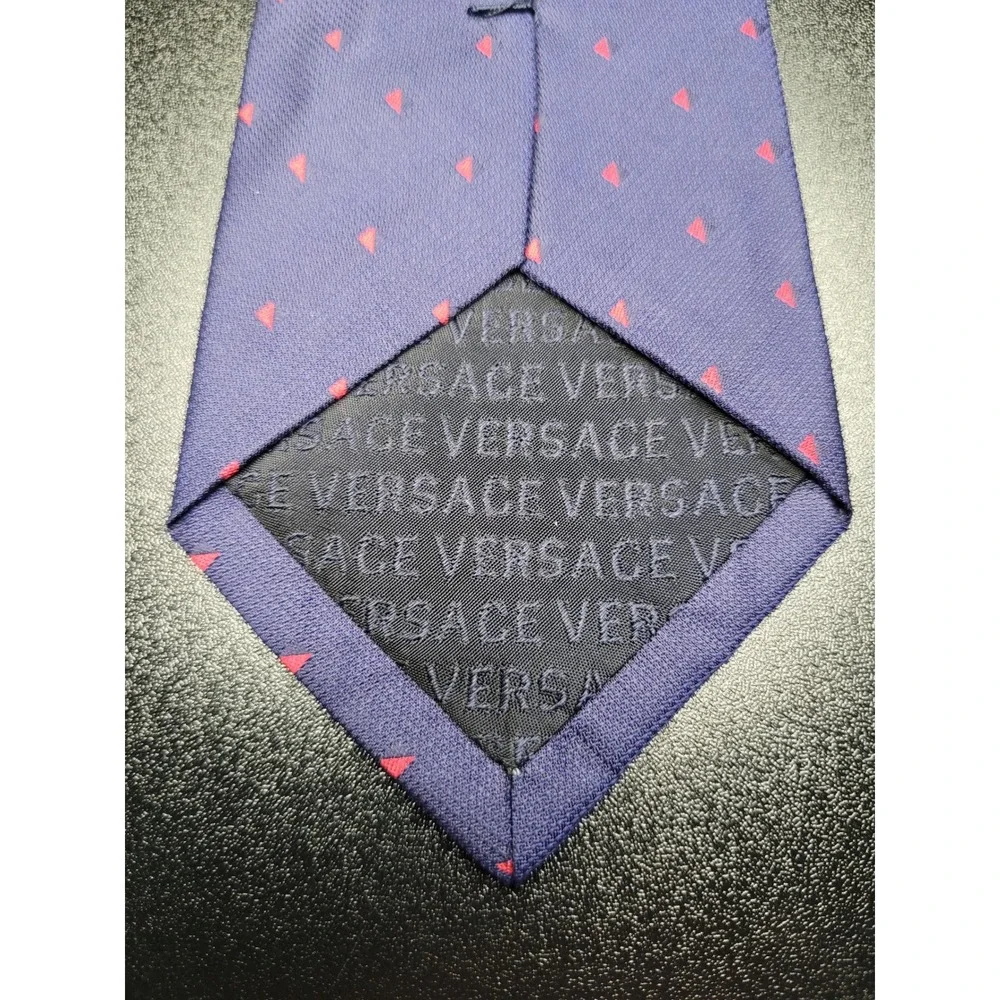 Versace Men's Necktie Purple Geometric Silk 3.75
